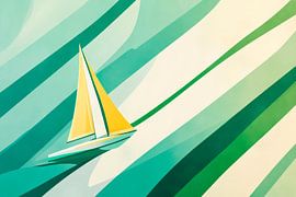Voilier aux douces couleurs des vagues sur Poster Art Shop