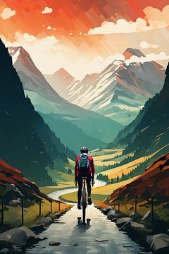 Biker in den Bergen von haroulita
