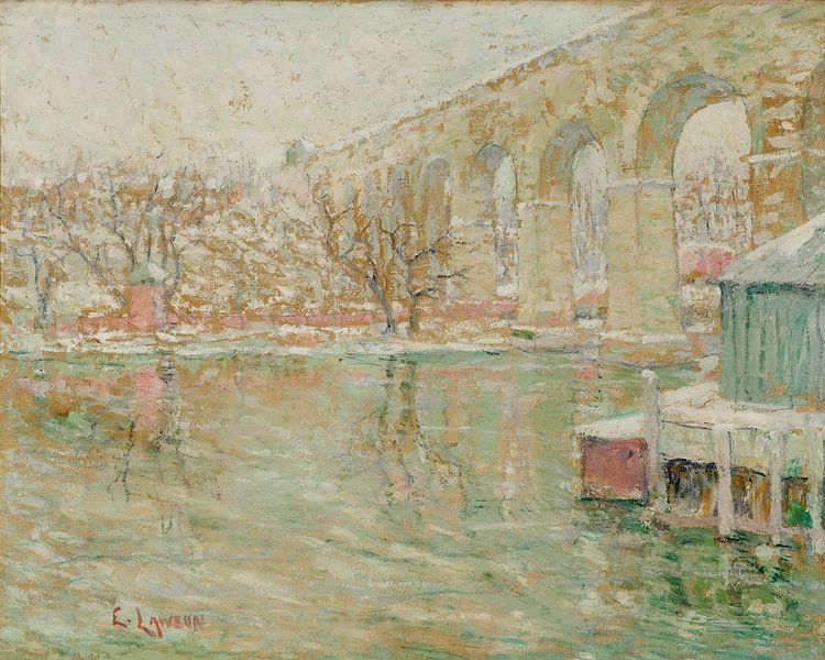 Ernest Lawson-High Bridge, Winter. by finemasterpiece