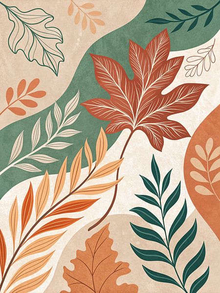 Autumn's Embrace: An Abstract Botanical Journey by Artistic