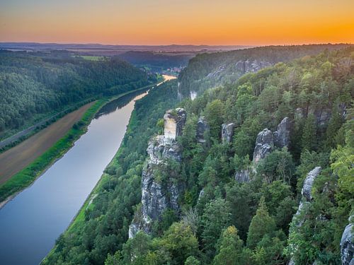 View of the Elbe from the Bastei viewpoint by t.ART