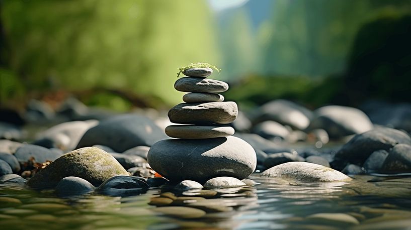 Pierres d'équilibre zen dans l'eau d'une rivière par Animaflora PicsStock