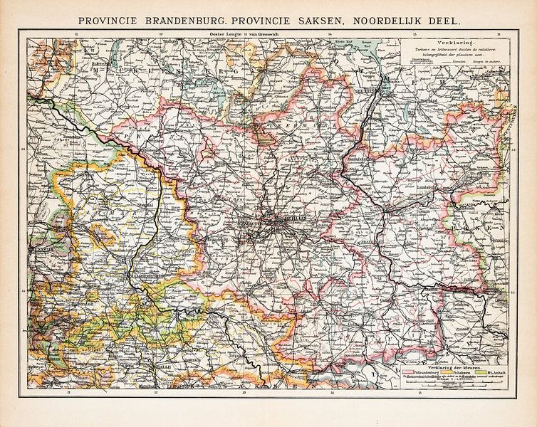 Carte d'époque Province de Brandebourg et de Saxe par Studio Wunderkammer