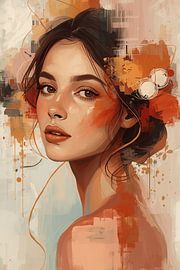 Farbtanz – Weibliches Porträt in warmen Tönen von Dante S