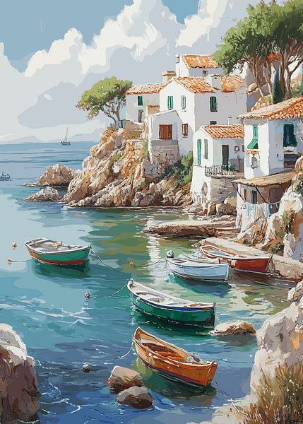 Pittoresque village de pêcheurs au bord de la Méditerranée par Pixelbull Design