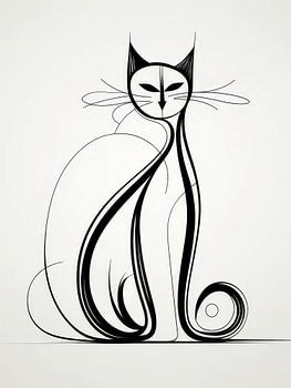 Cat Drawing Style Abstract