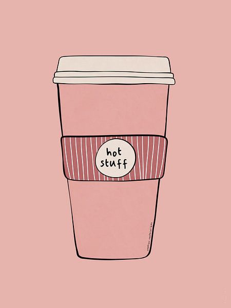 Kaffee zum Mitnehmen | Illustration eines Kaffeebechers mit Text von Romy Smit