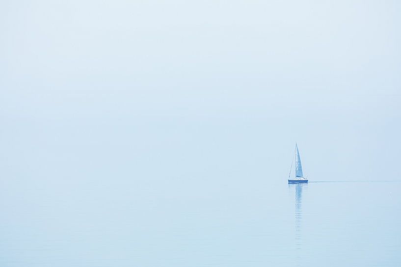 A sailboat in the coastal fog in Brittany by Daniel Gastager