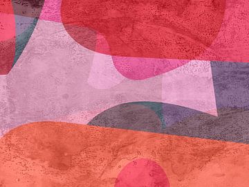 Modern geometrisch abstract in oranje, rood, roze, violet van Dina Dankers
