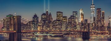 Manhattan Skyline Seen From The Manhattan Bridge At Dusk