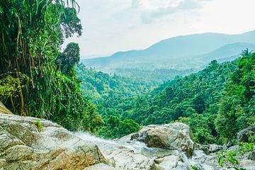 Waterval in de jungle van Thailand van Barbara Riedel