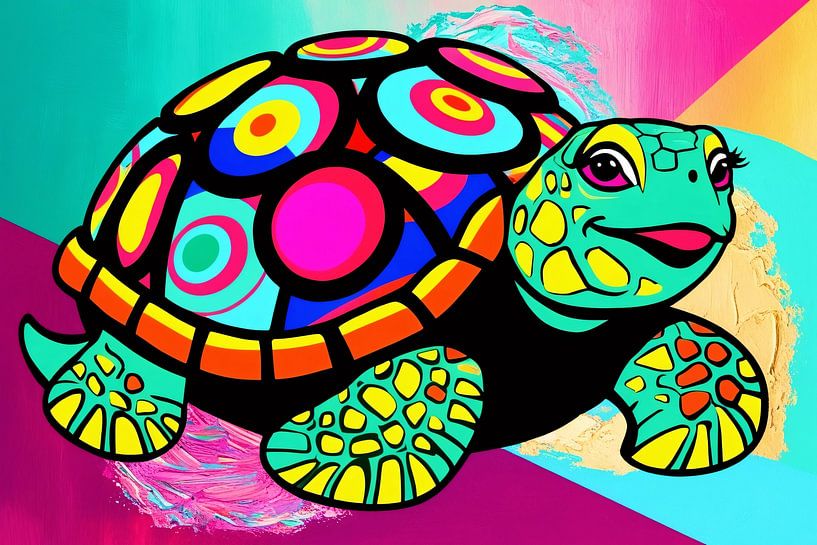 Abstract colourful turtle by Art & Soul Creations