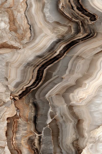 Natural agate lines in beige tones as wall decoration by Digitale Schilderijen
