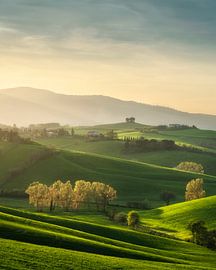 Sunset over the countryside of Orciano Pisano, Tuscany by Stefano Orazzini