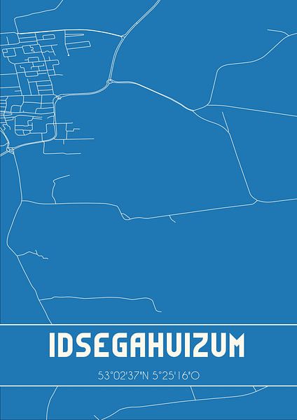 Blaupause | Karte | Idsegahuizum (Fryslan) von Ortsdrucke