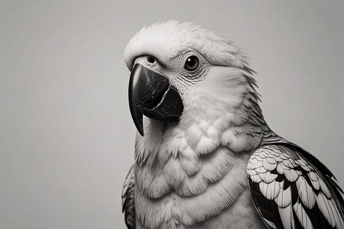 Minimalistische Kaketoe in Zwart-Wit