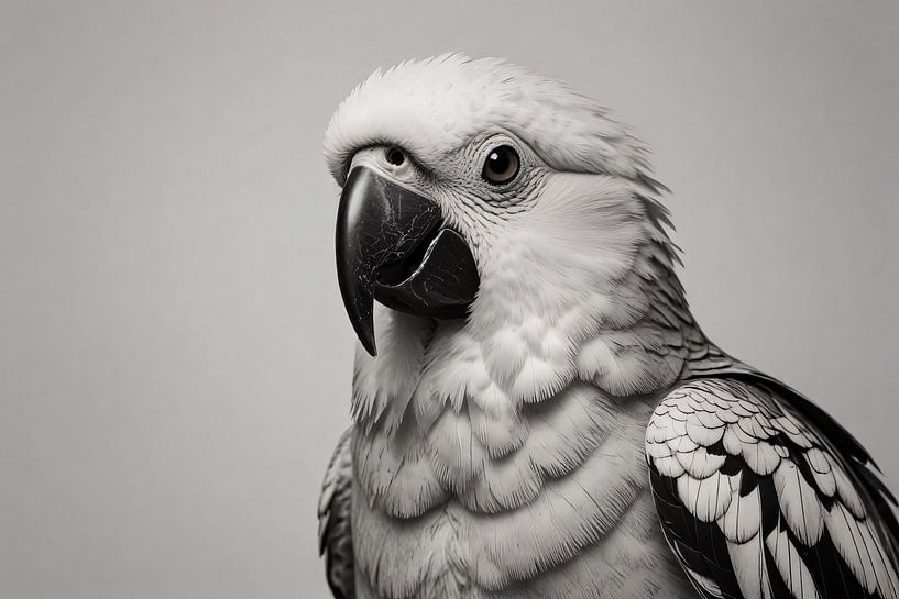 Minimalistischer Kakadu in Schwarz und Weiß von Art & Soul Creations