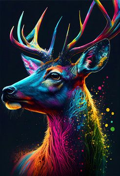 Cerf multicolore sur drdigitaldesign