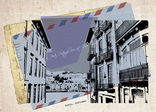 stijlvolle retro ansichtkaart van Porto
