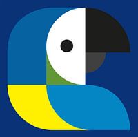 Grafik Vögel - blau-gelber Ara Papagei