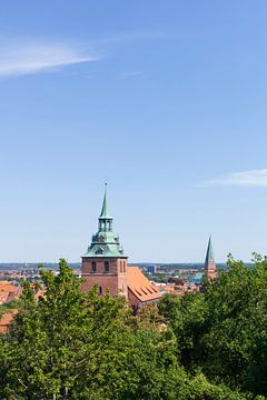 Vue d'ensemble de la ville de Kalkberg avec l'église St. Michelis, vieille ville, Lüneburg, Basse-Sa