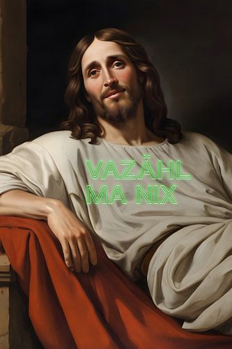 Beierse Jezus met gezegde: vazähl ma nix