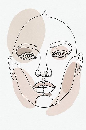 Pastelkleuren sereniteit: Minimalistische vrouwelijke lijnkunst met zachte abstracte vormen