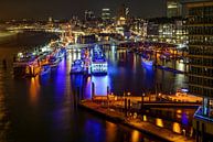 Hambourg de nuit - vue sur le port par Sabine Wagner Aperçu