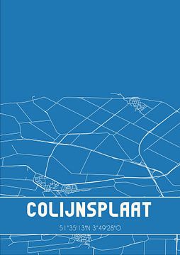 Blauwdruk | Landkaart | Colijnsplaat (Zeeland) van MijnStadsPoster