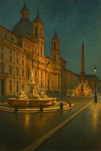 Sereen Piazza Navona - Gouden stilte onder de Romeinse hemel