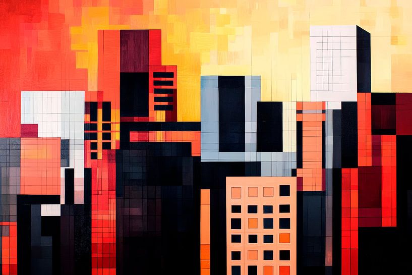 Stedelijke abstractie in warme kleuren van Poster Art Shop