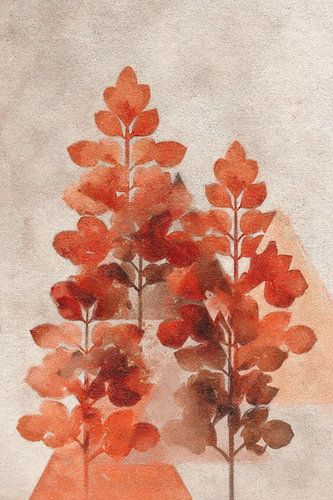 Branches et feuilles de couleur rouge-brun