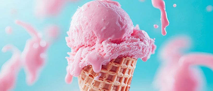 Ice cream cone with pink scoopsplash by Poster Art Shop