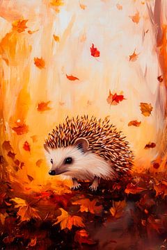 Le hérisson en automne sur Poster Art Shop