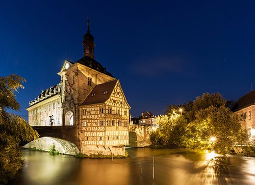 Bamberg - Het oude stadhuis op het blauwe uur