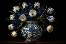 Nature morte avec des tulipes bleues sur Art & Soul Creations