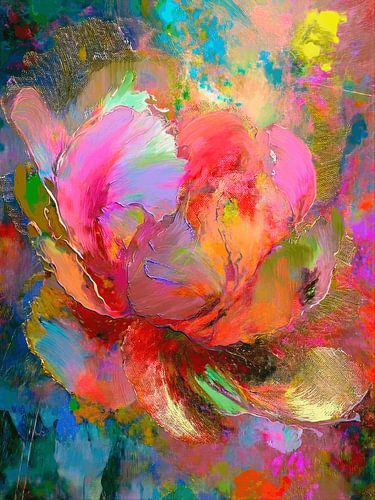 Été : une pivoine colorée aux teintes vives et énergiques