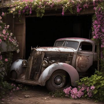 Vieille voiture dans une vieille grange sur Brian Morgan