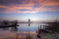 Foggy sunrise at Kinderdijk