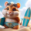 Sonnenbadender Hamster am Strand von artefacti