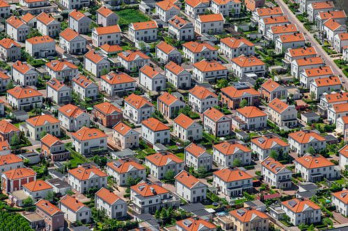 Netherlands, Alphen aan den Rijn, Residential area. Aerial view.