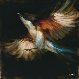 Vögelchen in Ölfarbe von Gelissen Artworks