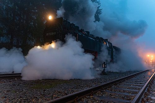 Brockenbahn in the Harz mountains during the descent