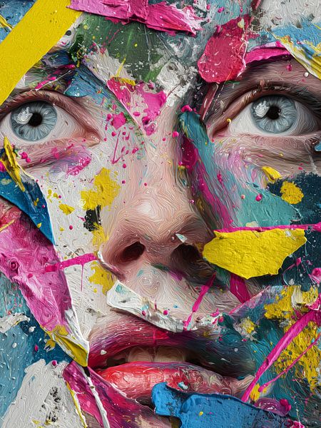Bunte Rebellion - Porträt trifft Abstraktion von MArt