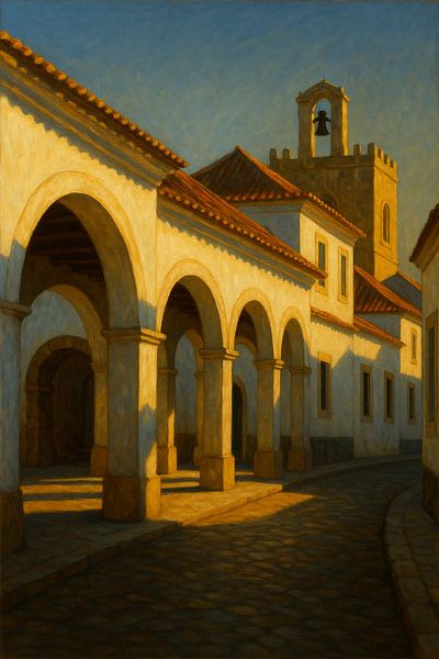 Faro Twilight Elegance – Edward Hopper Inspired Southern Portugal Painting by Travel Shop