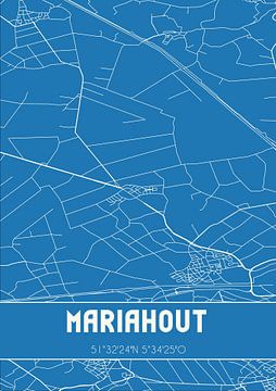 Blauwdruk | Landkaart | Mariahout (Noord-Brabant) van MijnStadsPoster