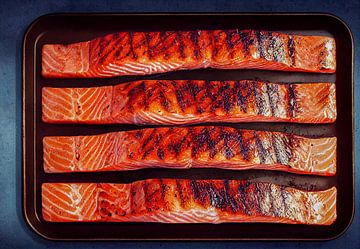 Grilled salmon fish fillet Illustration by Animaflora PicsStock