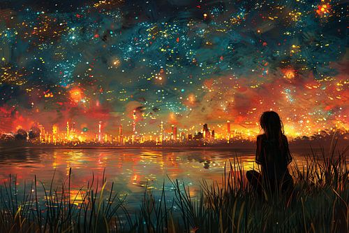 Reflecties van de Stad in Nachtelijk Water