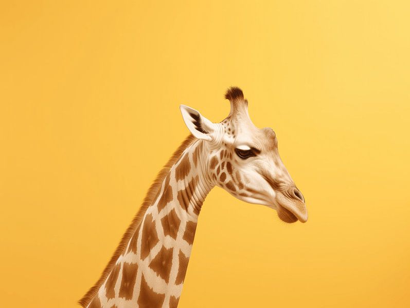 Sunny Giraffe - Portrait in Monochrome Amber by Eva Lee