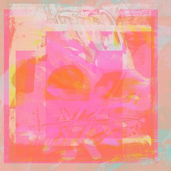 Abstract organic shapes in pastel and neon colors. Orange and pink.